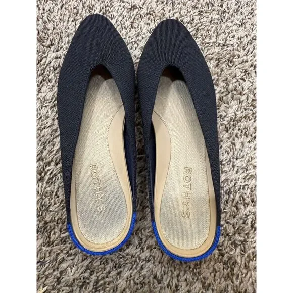 Rothy's Womens The Almond Demi Mule Black Flats Sz 8 Comfort Office Career - Picture 5 of 8